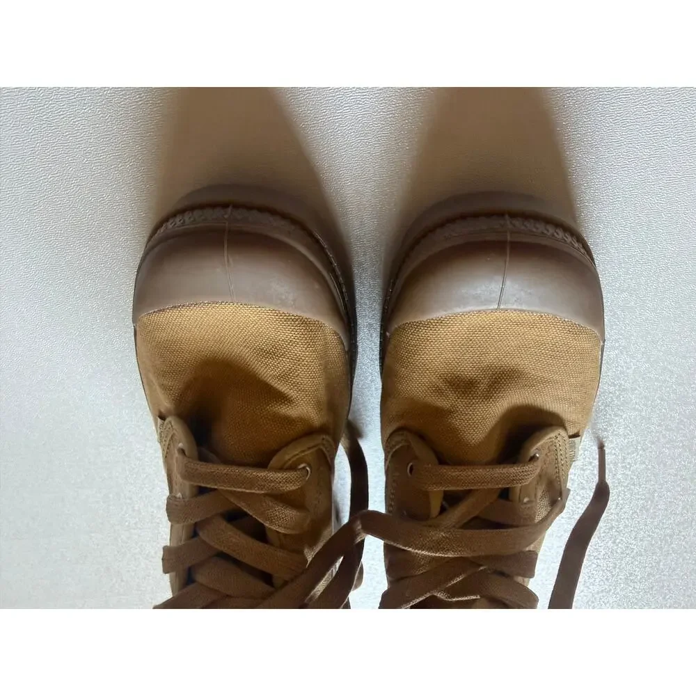 Palladium Men's Woodlin Tan Khaki Pampa Hi Canvas Military-Inspired Boots Size 8